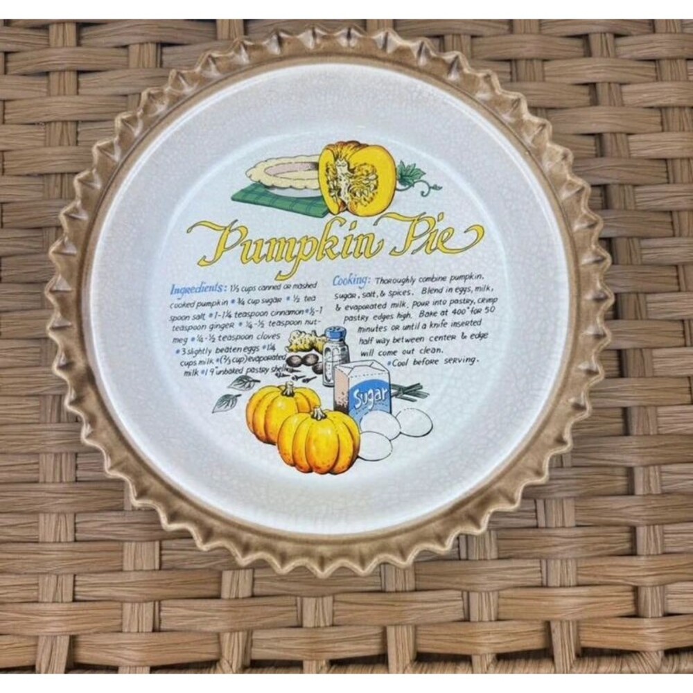 Vintage pumpkin pie recipe plate